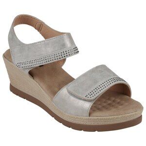 GC SHOES Jorda Silver Wedge Sandals - Grey - 8.5